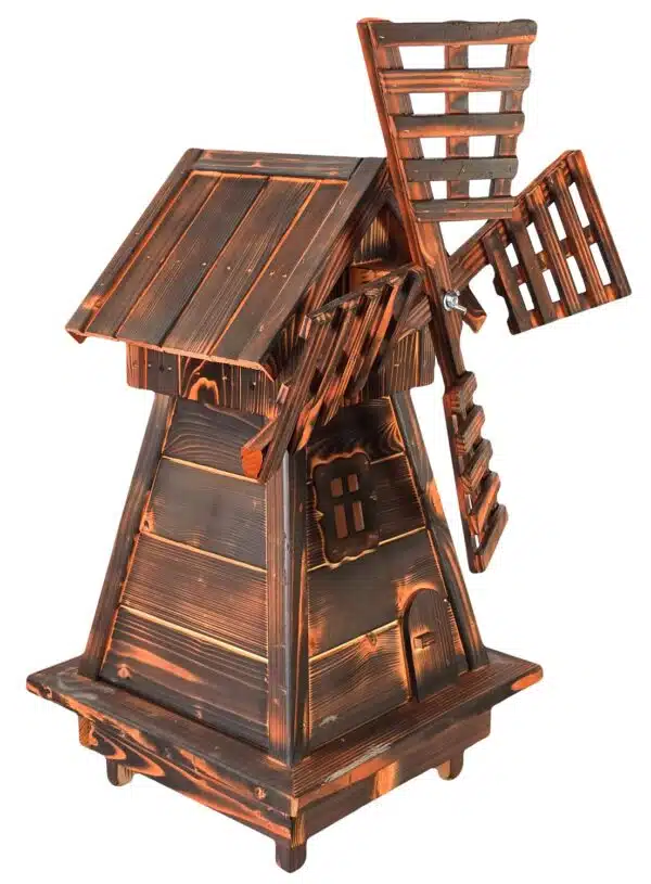 Drvena vrtna vjetrenjača, rotirajuća, ukrasna tamna 90 cm - Image 3